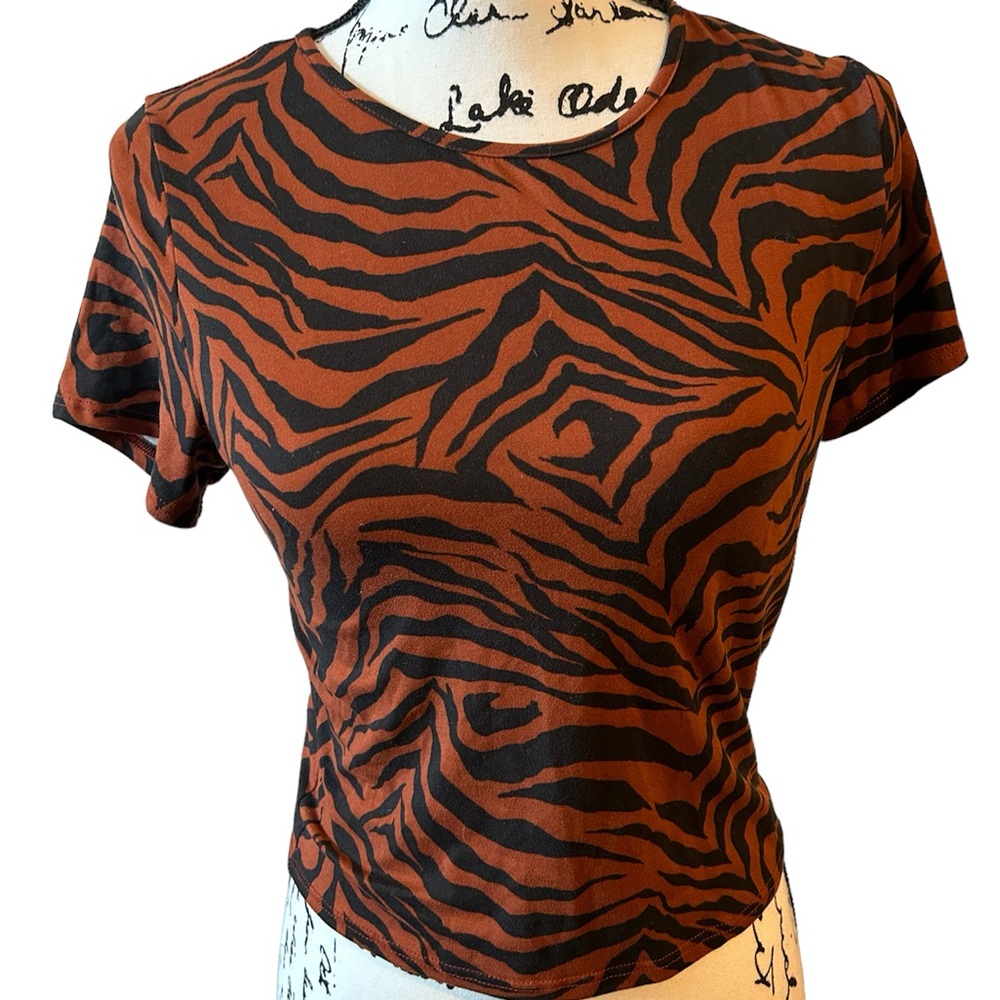 Gaze Orange Zebra Print Shirt